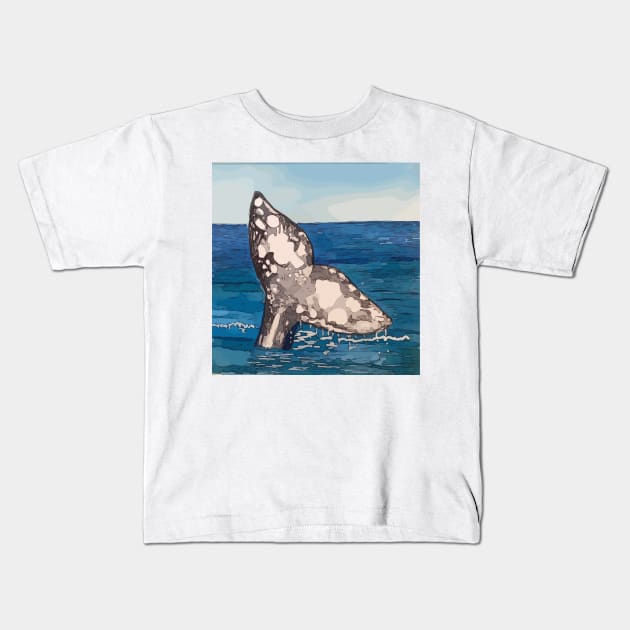 Whale Tail in Baja California Mexico Kids T-Shirt by WelshDesigns